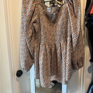 Plus Size Floral Smocked Women's Top